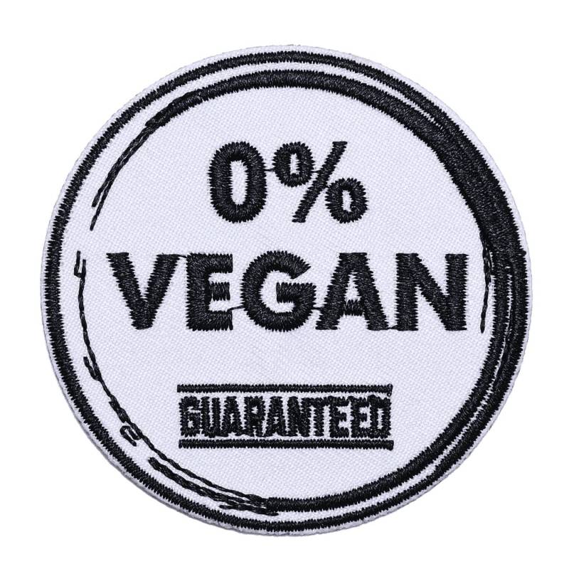 Aufnäher Aufbügler 0% VEGAN Grill Fleisch Sprüche von Spaß Kostet