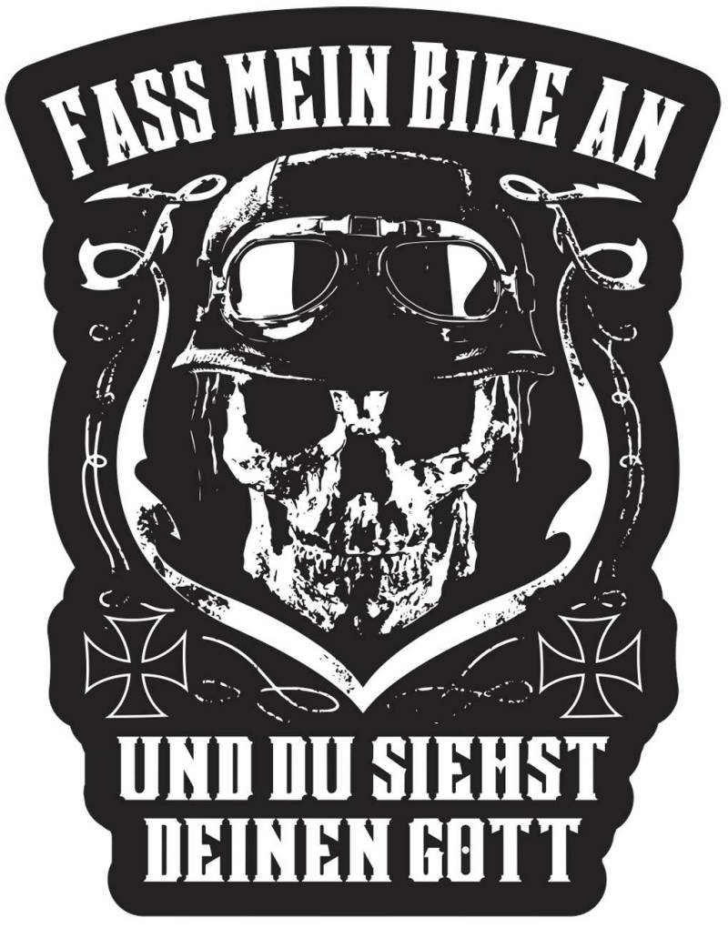 Aufkleber Fass Mein Bike an und du siehst deinen Gott (wetterfest) von Spaß Kostet