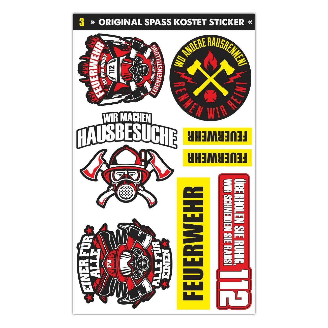 Sticker Set Feuerwehr Aufkleber von Spaß Kostet