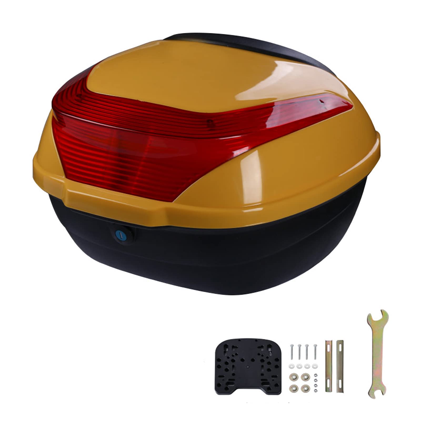 Motorrad Schwanz Trunk Gepäckbox. Helm Aufbewahrungsbox, Motorrad Touren Top Box, Motorrad Schwanz Kofferraum, Motorrad-Scooter Hinten Gepäck Topbox Topbox, Kann Helme speichern, Gelb, L von SpeeSy