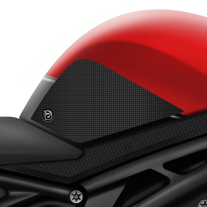 BLOQ motorrad Traktion Tank Griff Pads kompatibel mit TRIUMPH SPEED TRIPLE 1200 RS (2021-) Tacky Grip - Schwarz von Speedo Angels