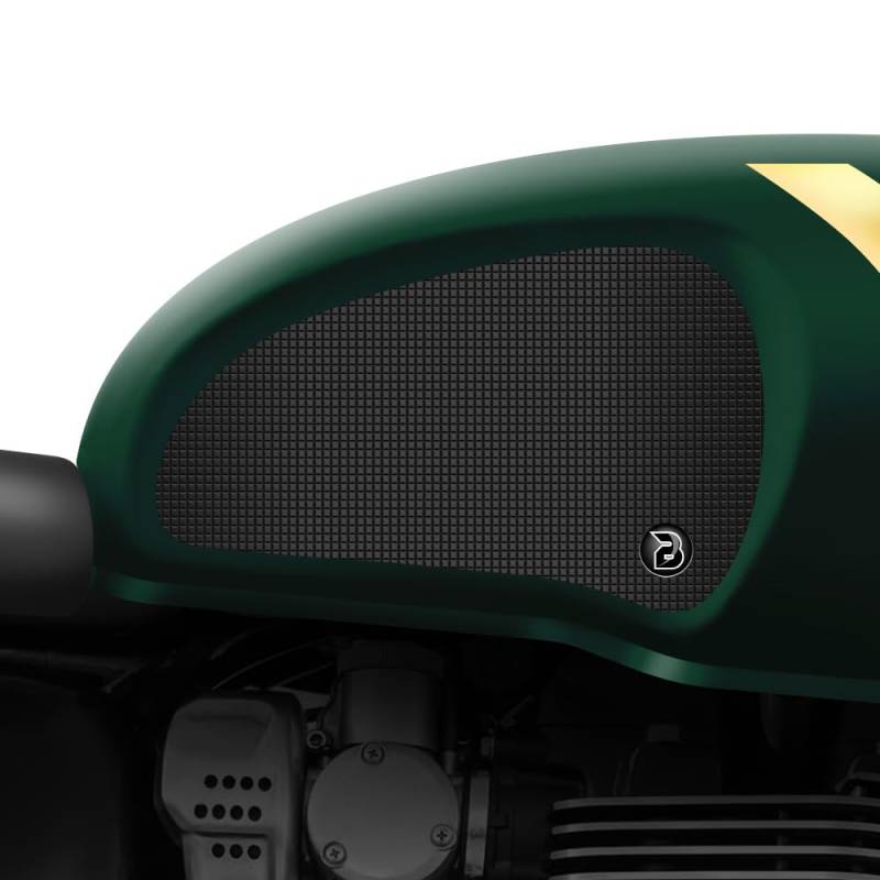 BLOQ motorrad Traktion Tank Griff Pads kompatibel mit TRIUMPH THRUXTON (2016-) Tacky Grip - Schwarz von Speedo Angels