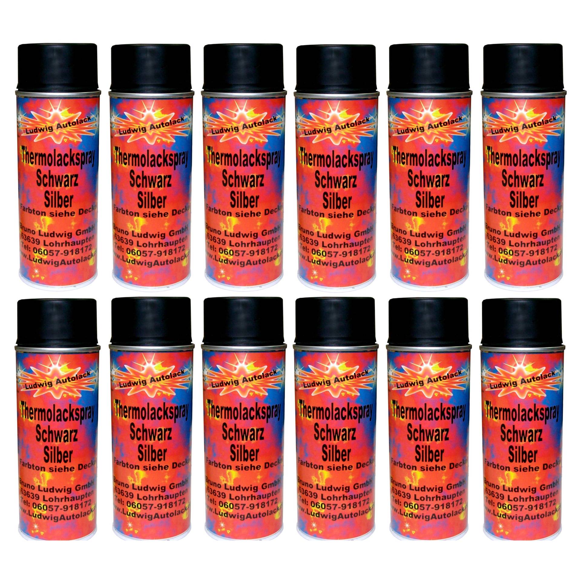 12 Thermolack Spray 400ml Schwarz Auspuff Motor Autolack von Speziallack Spray