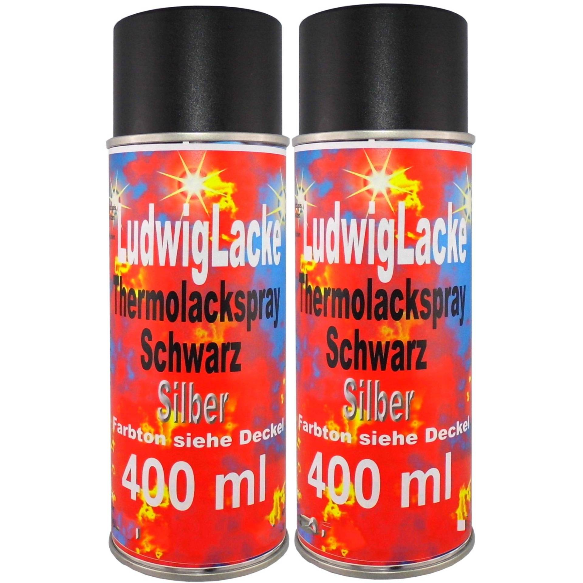 2 Thermolack Spray 400ml Schwarz Auspuff Motor Autolack von Speziallack Spray