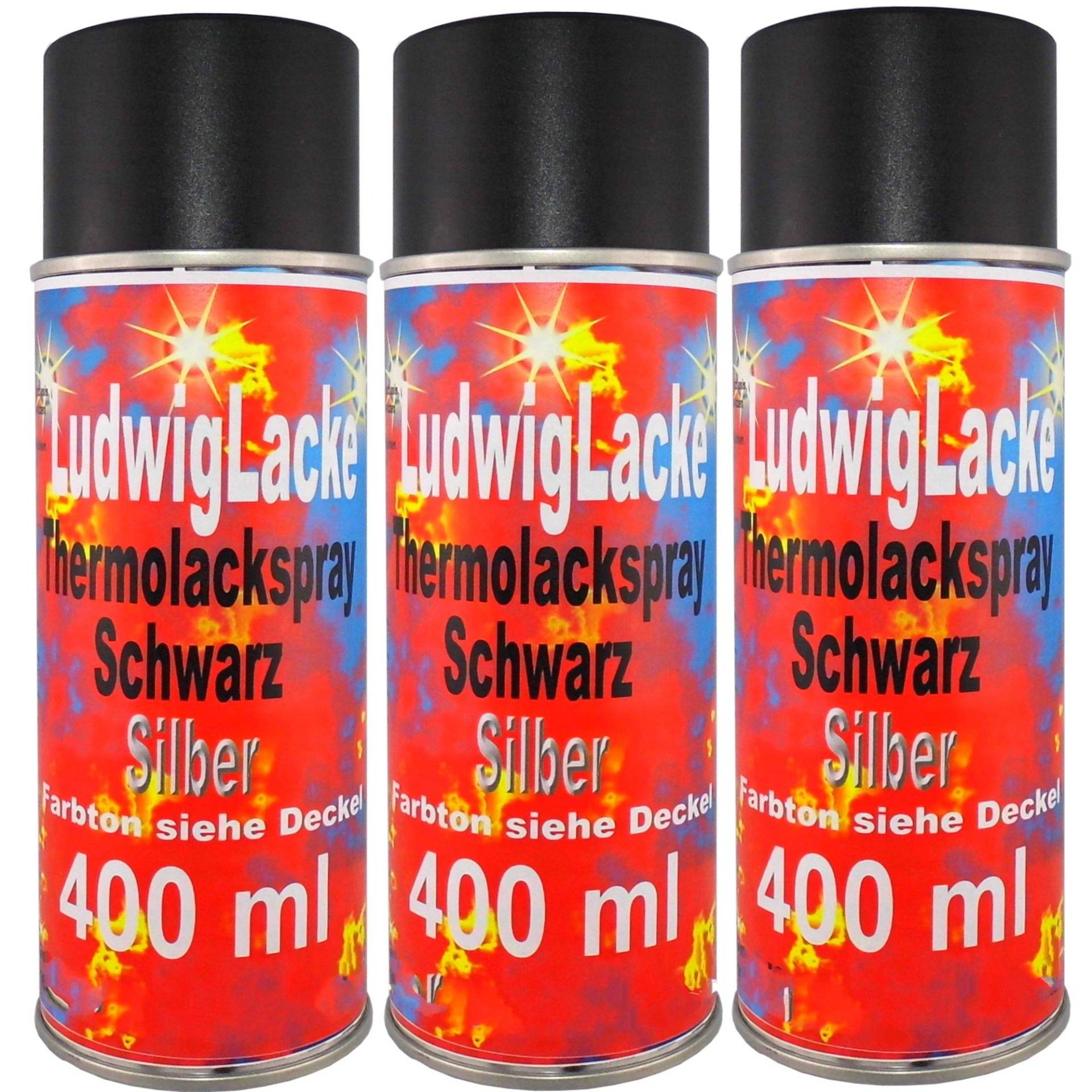 3 Thermolack Spray 400ml Schwarz Auspuff Motor Autolack von Speziallack Spray