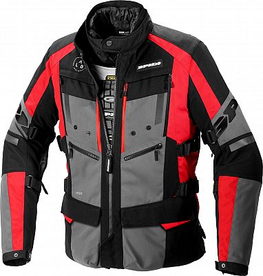 Spidi 4 Season Evo, Textiljacke H2Out - Schwarz/Grau/Rot - 4XL von Spidi