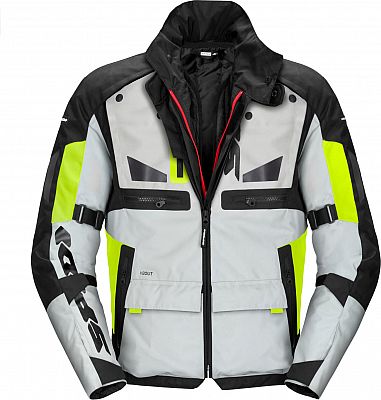 Spidi Crossmaster, Textiljacke H2Out - Hellgrau/Schwarz/Neon-Gelb - M von Spidi