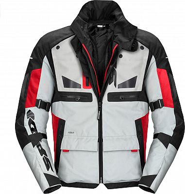 Spidi Crossmaster, Textiljacke H2Out - Hellgrau/Schwarz/Rot - L von Spidi