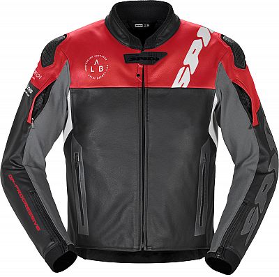 Spidi DP-Progressive, Lederjacke - Schwarz/Rot/Weiß/Grau - 46 von Spidi