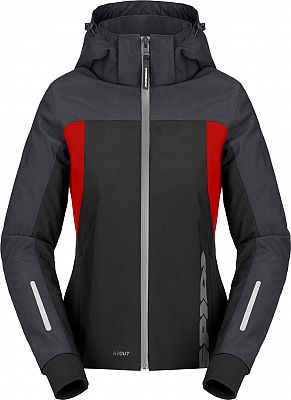 Spidi Hoodie II, Textiljacke H2Out Damen - Schwarz/Dunkelgrau/Neon-Rot - S von Spidi