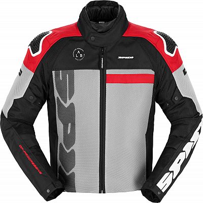 Spidi Progressive Net, Textiljacke H2Out - Schwarz/Hellgrau/Rot - XXL von Spidi