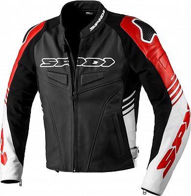 Spidi Track Warrior, Lederjacke - Schwarz/Weiß/Rot - 48 von Spidi