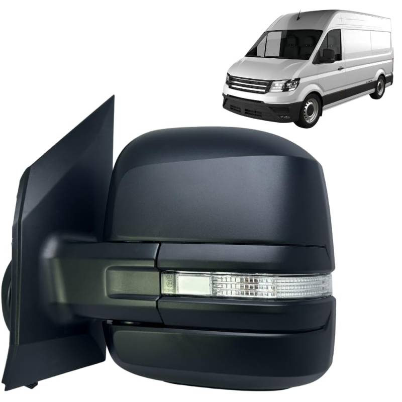 Spieg Links Außenspiegel Ersatz für Volkswagen Crafter 2018-2022, Man TGE 2018-2022 Elektrisch Verstellbar, Beheizbar, Manuell Einklappbar, Mit Blinklicht, Schwarz, 6 Kabel (Fahrerseite) von Spieg rear view mirrors