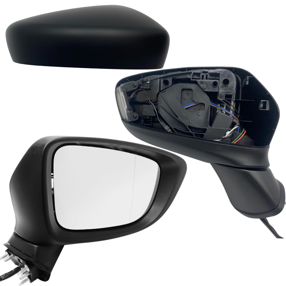 Spieg Rechts Außenspiegel Ersatz für Mazda 6 2012-2022 Elektrisch Verstellbar, Elektrisch Einklappbar, Blinklicht, Beheizbar, Lackierbar, 8 Kabel (Beifahrerseite) von Spieg rear view mirrors