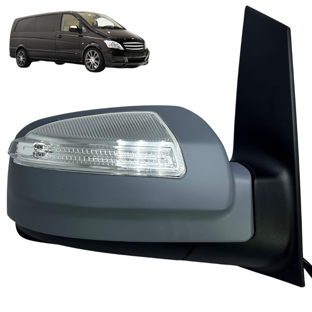 Spieg Rechts Außenspiegel Ersatz für Mercedes Benz Viano W639 2011-2014 Elektrisch Verstellbar, Manuell Einklappbar, Beheizbar, Blinklicht, Lackierbar, 6 Kabel (Beifahrerseite) von Spieg rear view mirrors