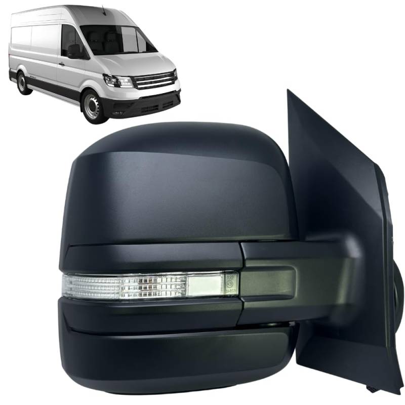 Spieg Rechts Außenspiegel Ersatz für Volkswagen Crafter 2018-2022, Man TGE 2018-2022 Elektrisch Verstellbar, Beheizbar, Manuell Einklappbar, Mit Blinklicht, Schwarz, 6 Kabel (Beifahrerseite) von Spieg rear view mirrors