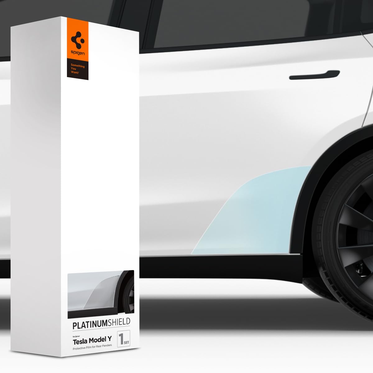 Spigen PlatinumShield Radlaufschutz Folie für Tesla Model Y, 1 Set (2 Stück Lackschutzfolien für rechten und linken Kotflügel + 1 Rakel + 1 Reinigungstuch), Transparent, All-Inclusive-Set von Spigen