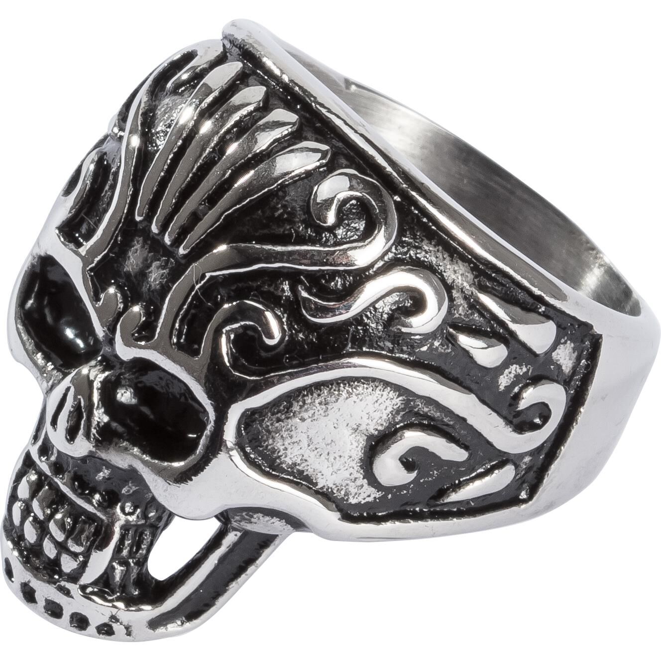 Spirit Motors Edelstahl Ring mit Totenkopf 2.0 silber/schwarz 20 von Spirit Motors