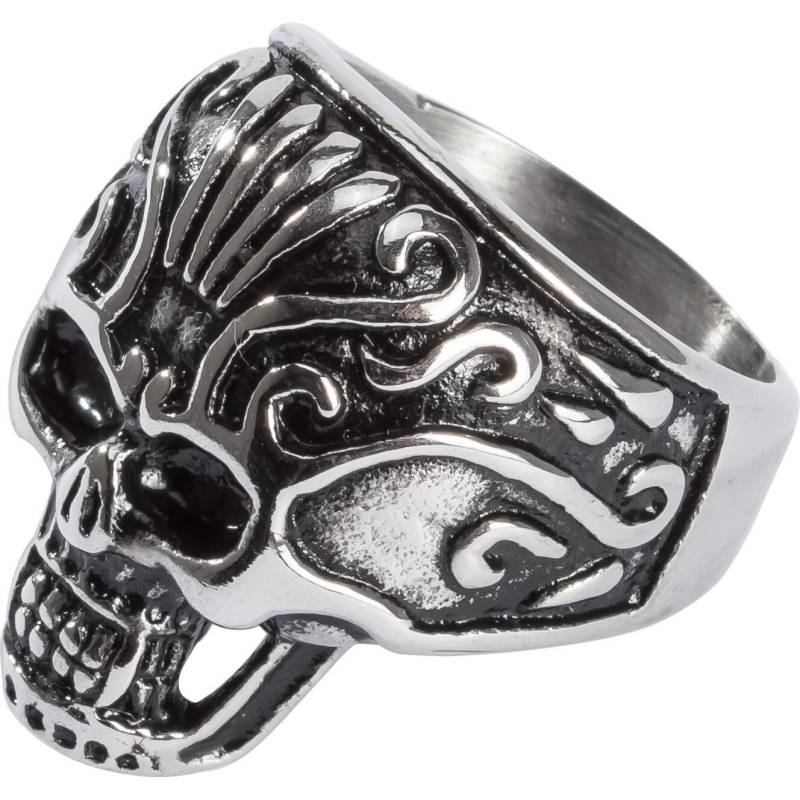 Spirit Motors Edelstahl Ring mit Totenkopf 2.0 silber/schwarz 20 von Spirit Motors