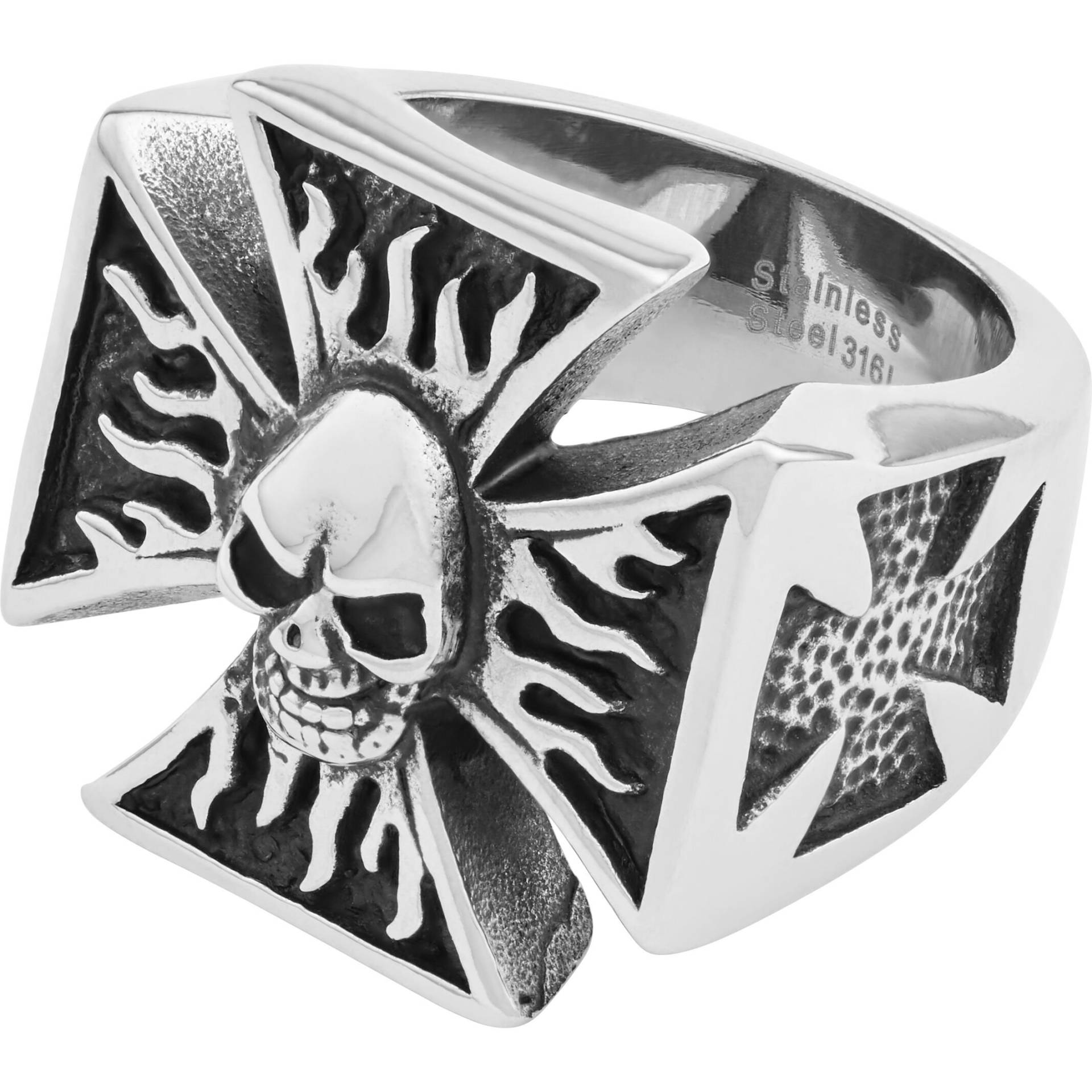 Spirit Motors Edelstahlring "Iron Cross & Skull" silber 20 von Spirit Motors