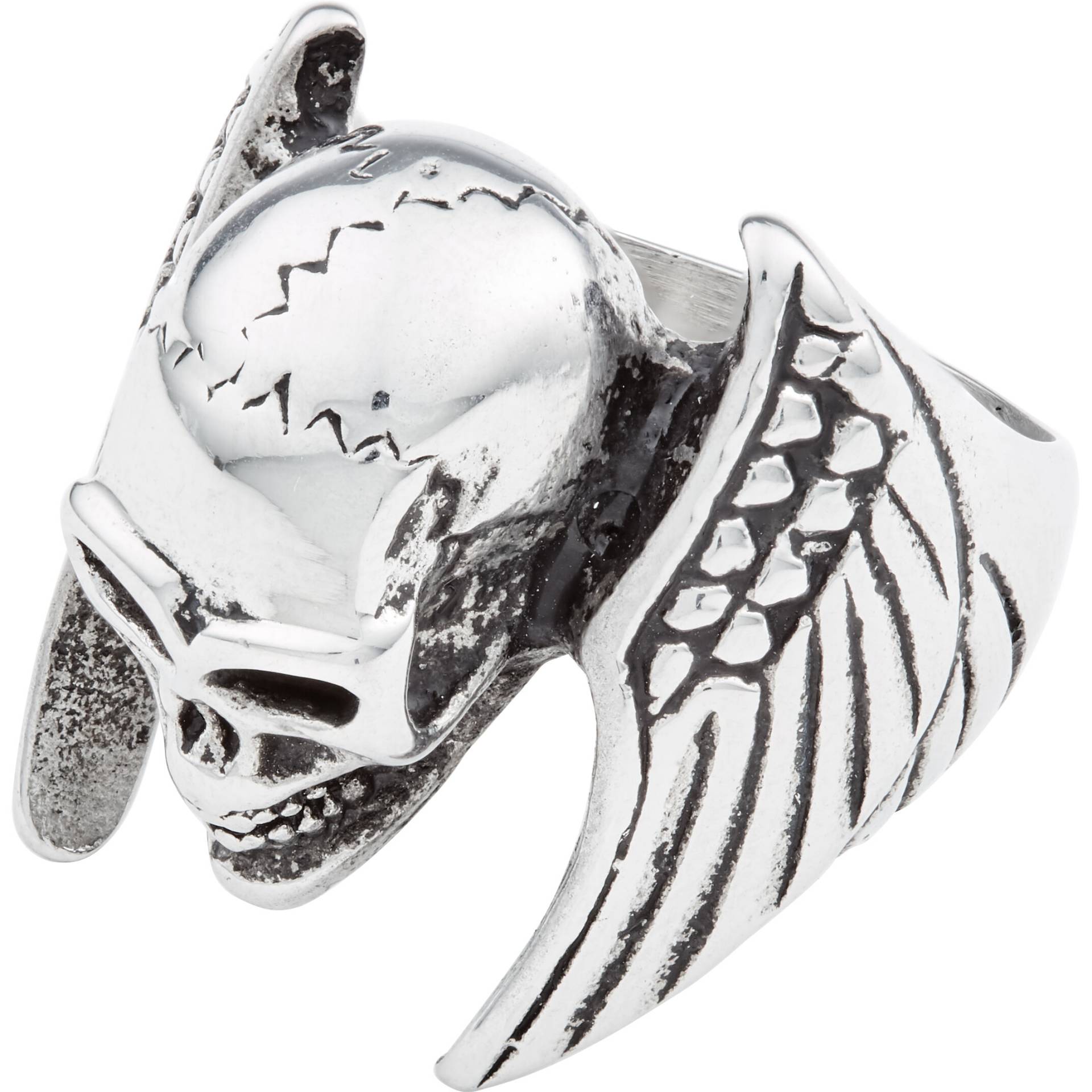 Spirit Motors Edelstahlring "Winged Skull" silber 21 von Spirit Motors