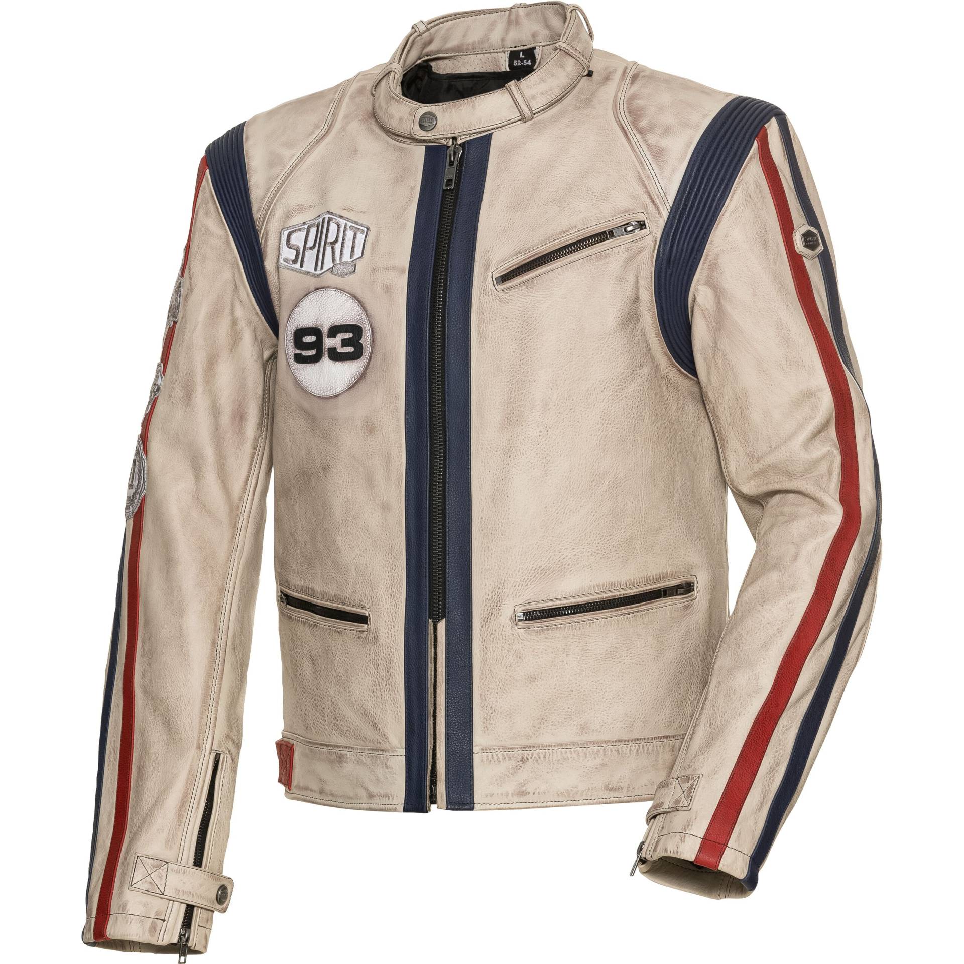 Spirit Motors Klassik Lederjacke 4.0 weiß/rot/blau L Herren von Spirit Motors