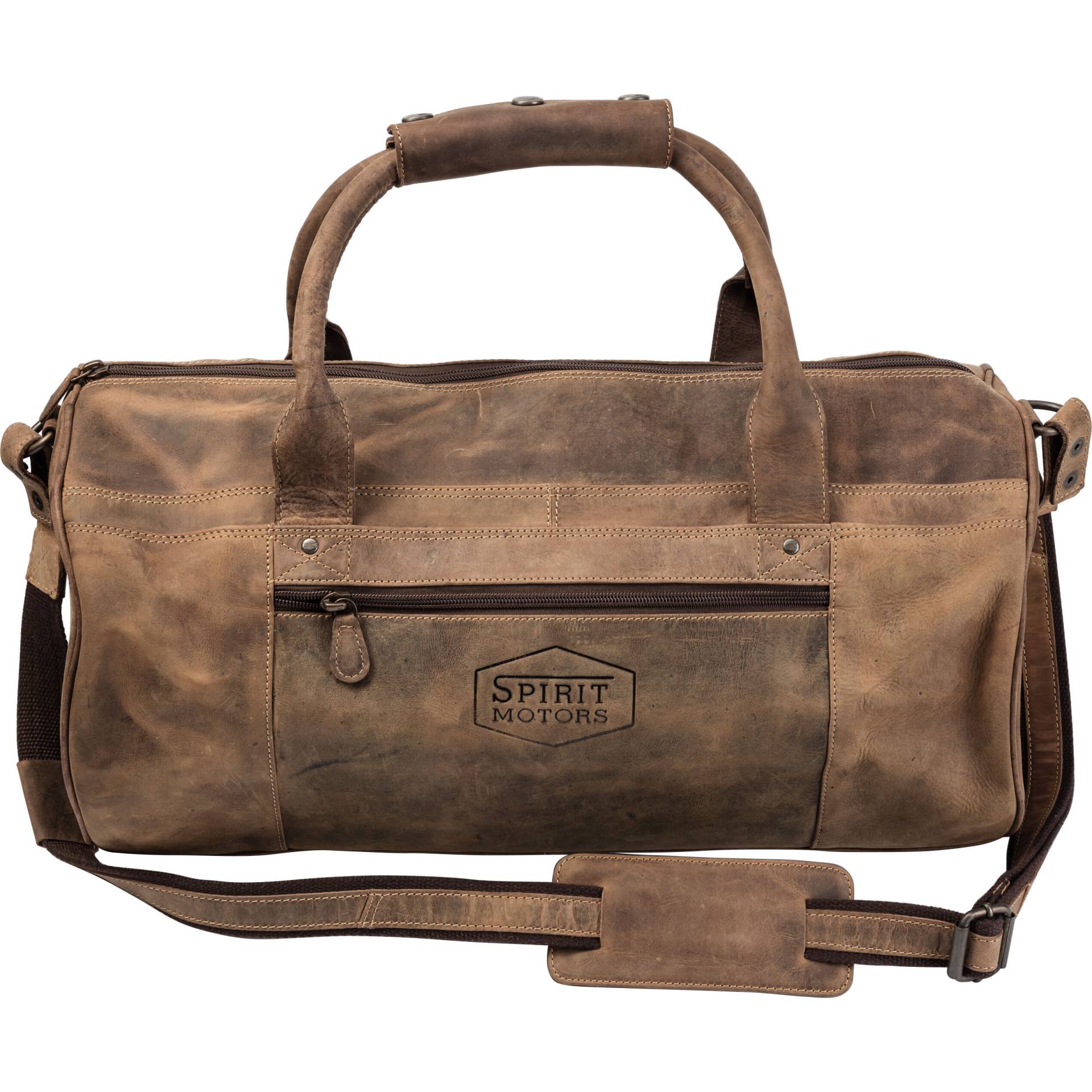 Spirit Motors Vintage Leder Reisetasche 2 Ø25cm, 24 Liter Stauraum braun von Spirit Motors