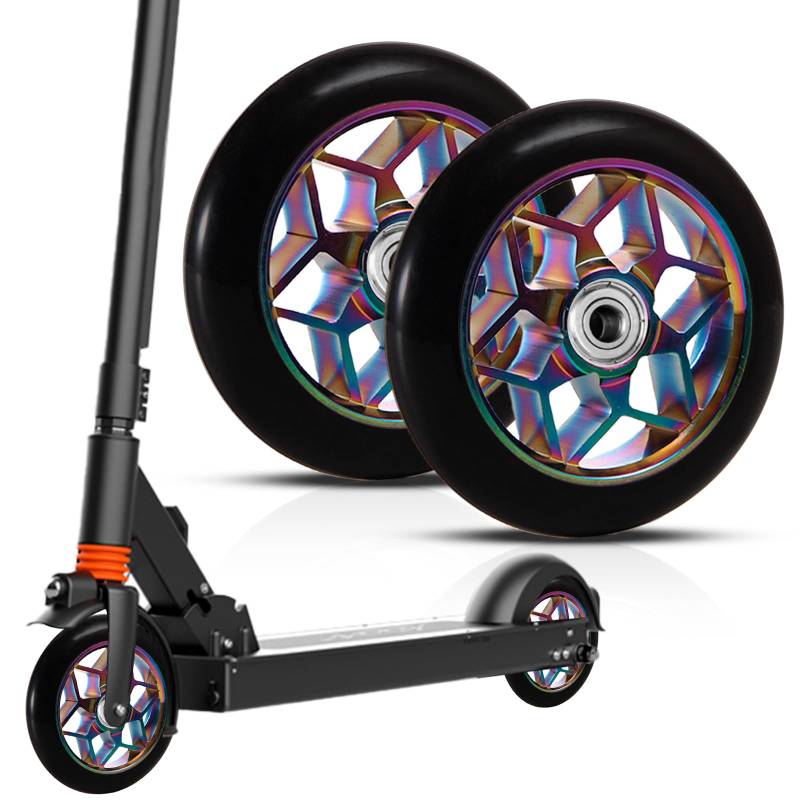 Sporgo 2 Stück Stunt Scooter Rollen: 110mm Scooter Ersatzräder, 110 x 24mm Scooter Räder mit ABEC-9 Lager, Roller Räder 88A Vollreifen Scooter Reifen für meisten Scooter und Kickscooter von Sporgo