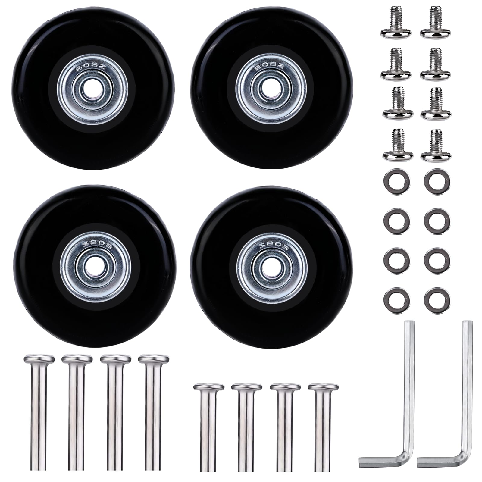 Sporgo Ersatzrollen für Koffer Kofferrollen: 4 Stück Mute Ersatz Wheels, Gummi Gepäck Ersatzräder, 45 mm x 18 mm Koffer Ersatzräder Geeignet, Ersatz Rollen für Gepäck und Schlittschuhe von Sporgo