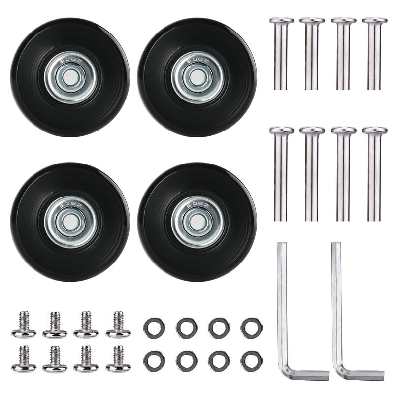 Sporgo Ersatzrollen für Koffer Kofferrollen: 4er-Pack Mute Ersatz Wheels, Gummi Gepäck Ersatzräder, 50 mm * 18 mm Koffer Ersatzräder Geeignet für Gepäck und Schlittschuhe von Sporgo