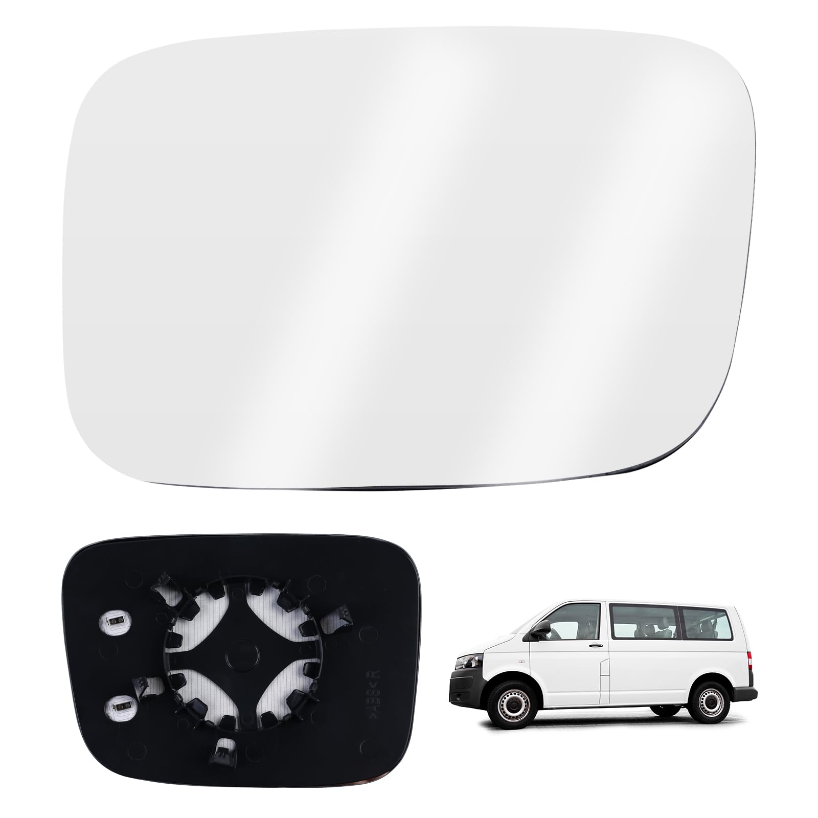 Sporgo Spiegelglas Ersatz für VW Transporter T5 2003-2009 & Caddy 2004-2010, Beheizbar Ersatzspiegelglas, Außenspiegel Asphärisch Verstellbar Rückspiegelglas, ABS Seitenspiegelglas (Rechts) von Sporgo