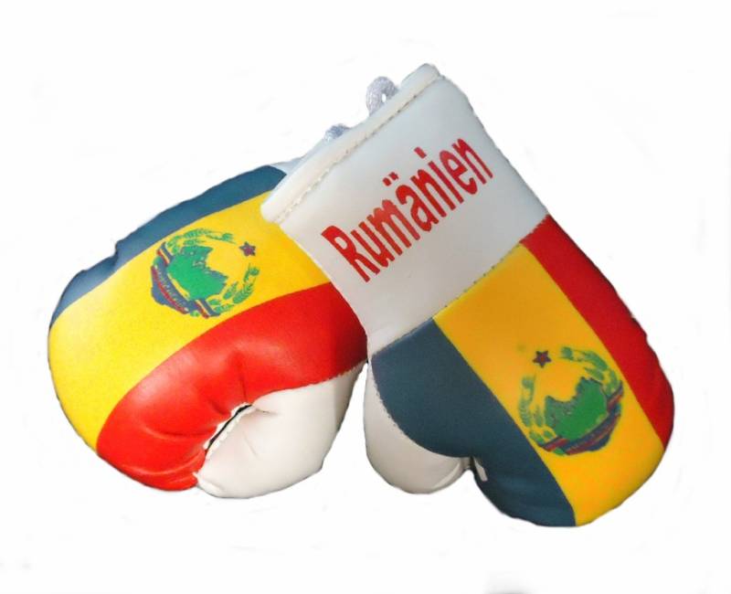 Sportfanshop24 Mini Boxhandschuhe RUMÄNIEN, 1 Paar (2 Stück) Miniboxhandschuhe z. B. für Auto-Innenspiegel von Sportfanshop24