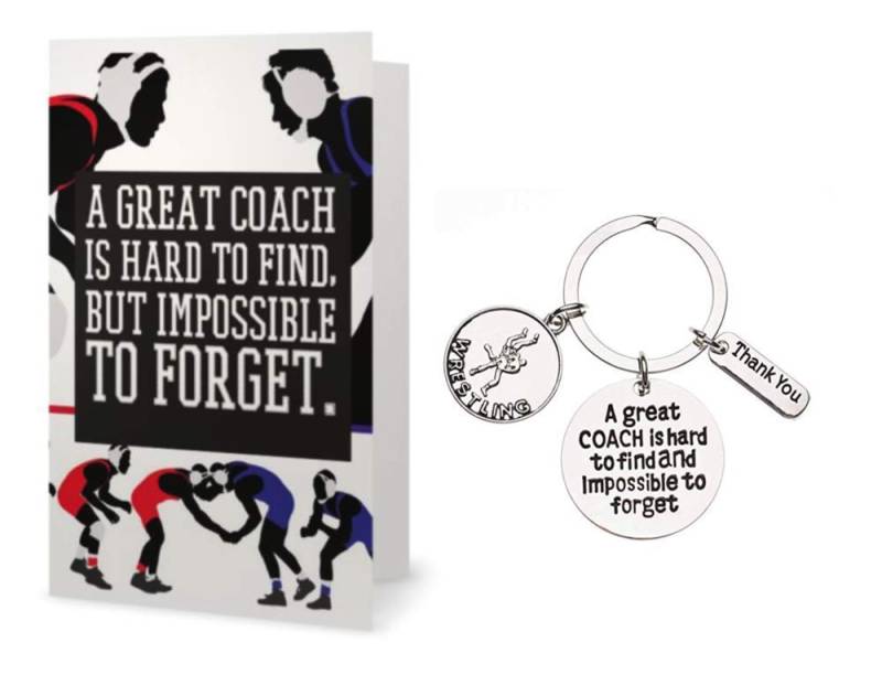 Sportybella Schlüsselanhänger und Karten-Set, Wrestling Coach, Great Coach is Hard to Find But Impossible To Forget Coach Keychain von Sportybella