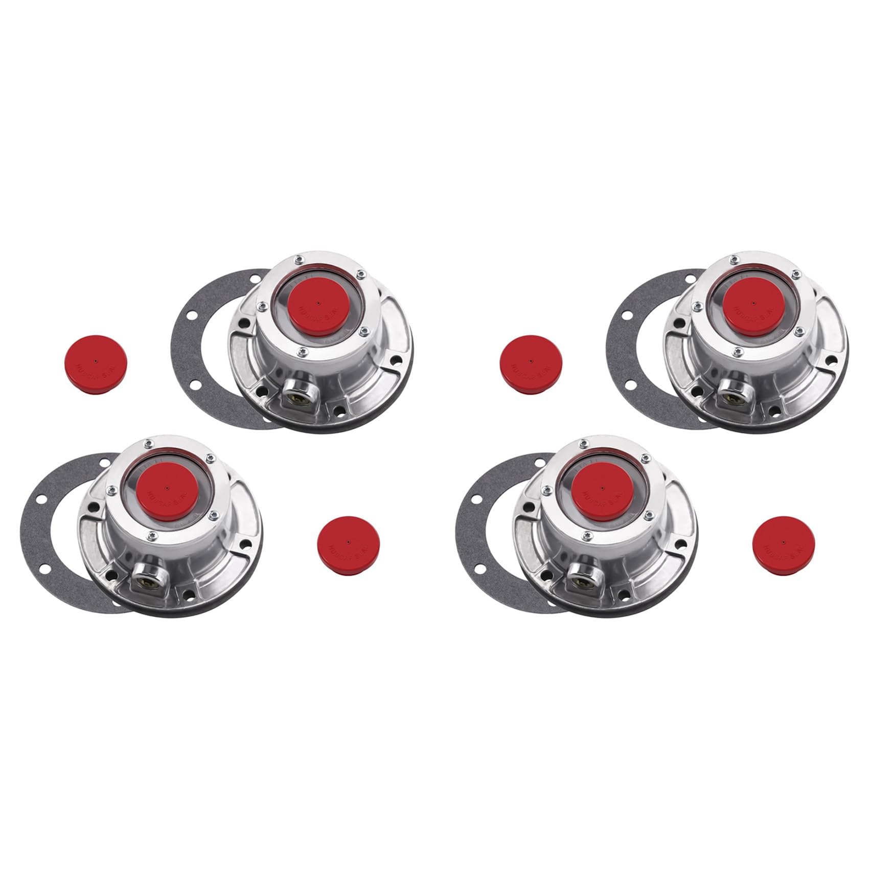 Spourita 343-4024 AnhäNger-Nabenkappen für Stemco, Aluminium-Nabenkappe für AnhäNgerachse mit ZusäTzlichen 4 Gummistopfen und Dichtungen (4Er-Pack) von Spourita