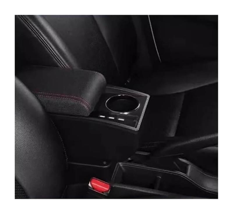 Auto Mittelkonsolen Armlehnen Für T&oyota Für Aygo X Lagerung Center Console Armlehne Box Auto Armlehne Lagerung Box Tasse Halter Innen(B1 Red Line 3usb) von Spring talks