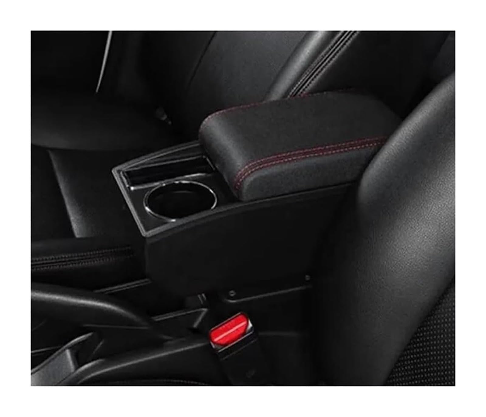 Auto Mittelkonsolen Armlehnen Für T&oyota Für Aygo X Lagerung Center Console Armlehne Box Auto Armlehne Lagerung Box Tasse Halter Innen(N1 Red Line No Usb) von Spring talks