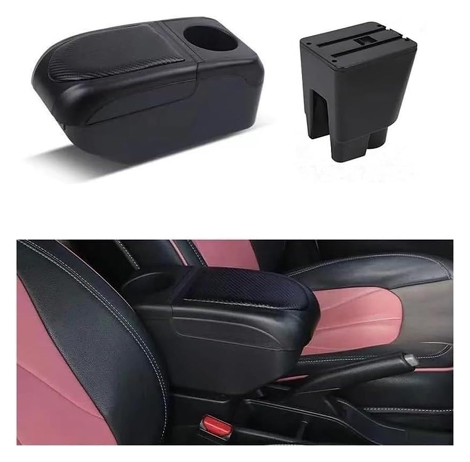 Auto Mittelkonsolen Armlehnen Für T&oyota Für Etios Auto Armlehne Box Innen Teile Lagerung Box Mit USB Getränkehalter Armlehne Box(Black-black) von Spring talks