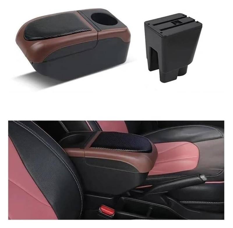 Auto Mittelkonsolen Armlehnen Für T&oyota Für Etios Auto Armlehne Box Innen Teile Lagerung Box Mit USB Getränkehalter Armlehne Box(Black-coffee) von Spring talks