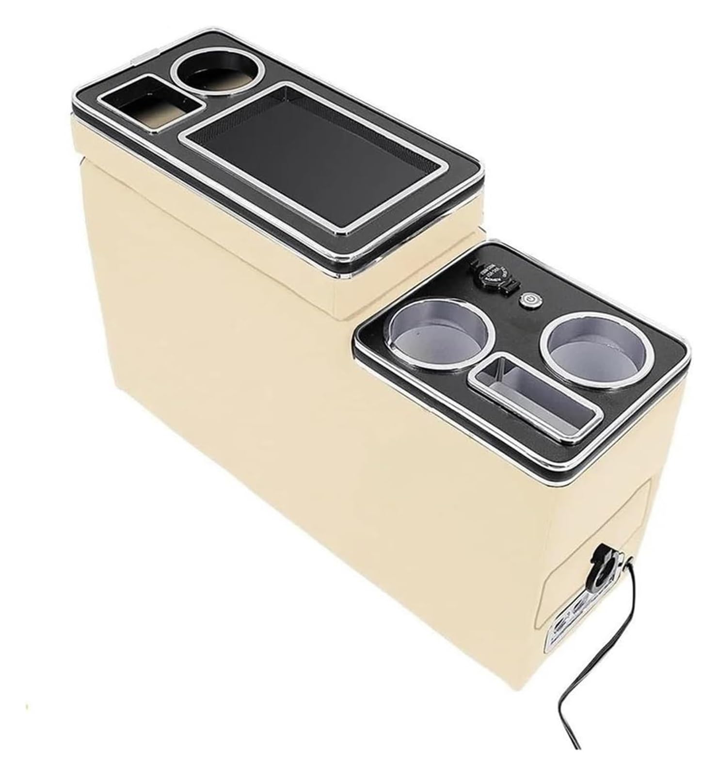 Auto Mittelkonsolen Armlehnen Für VW Für Caravelle Für M&ultivan T4 T5 T6 2003-2023 Mittelkonsole Armlehnenbox Mit Kabellosem Telefonladen(For 4th Beige) von Spring talks