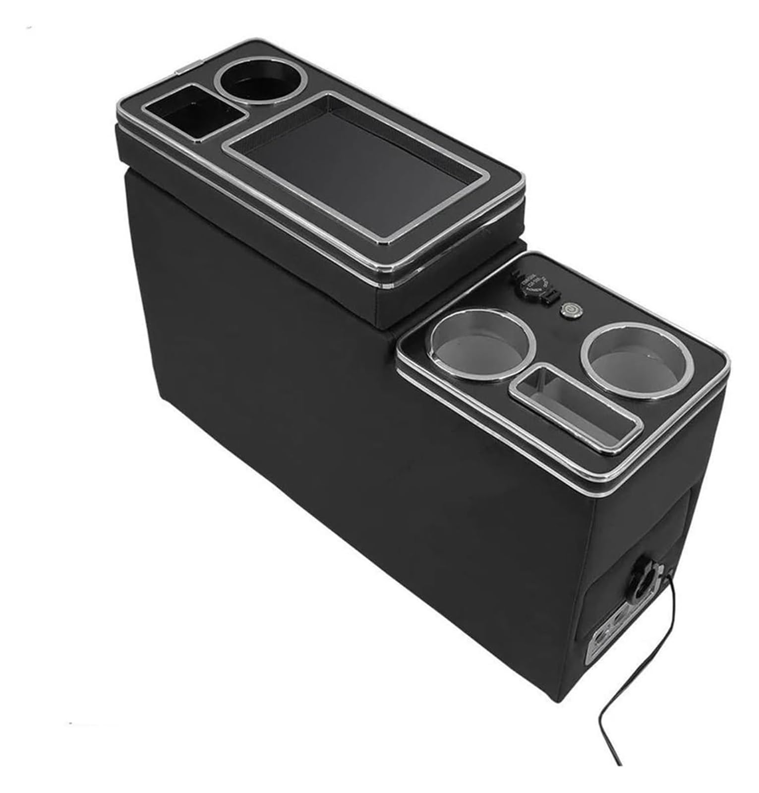 Auto Mittelkonsolen Armlehnen Für VW Für Caravelle Für M&ultivan T4 T5 T6 2003-2023 Mittelkonsole Armlehnenbox Mit Kabellosem Telefonladen(For 4th Black) von Spring talks