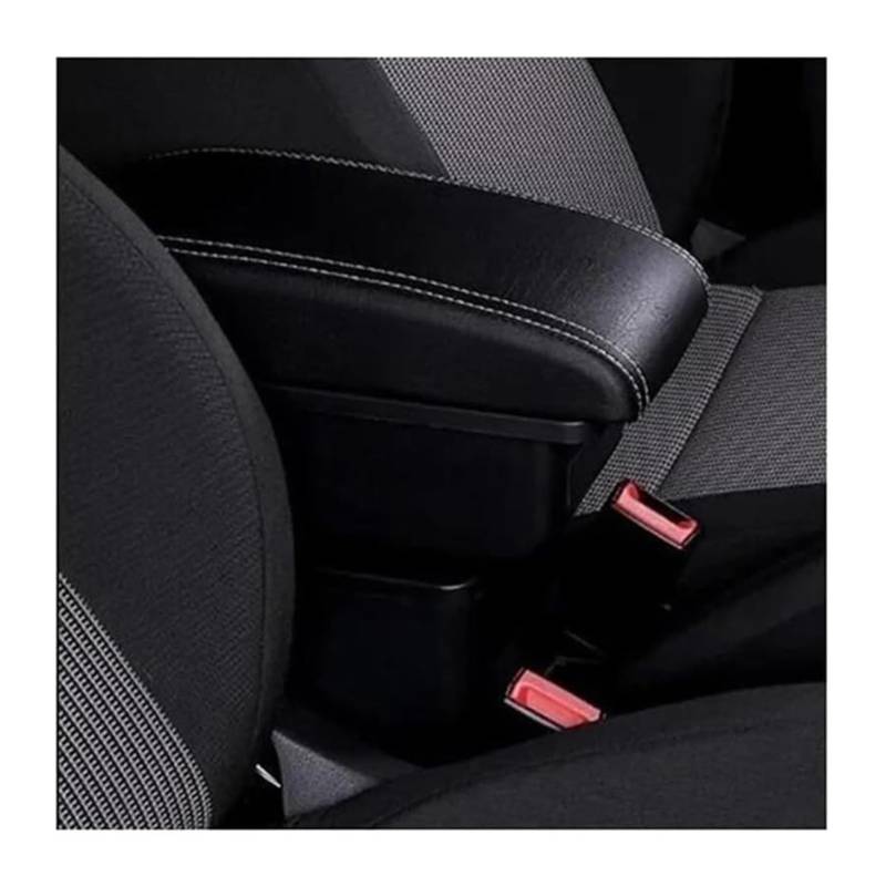 Auto Mittelkonsolen Armlehnen Für VW Für Polo Für Vento 2010 2011 2012 2013 2014 2015 2016 2017 2018 Armlehne Box Center Center Console Storage(B Style White Lines) von Spring talks