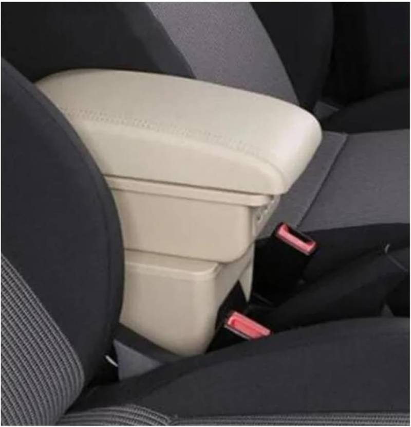 Auto Mittelkonsolen Armlehnen Für VW Für Tcross Auto Armlehne Box Auto Center Armlehne Aufbewahrungsbox Mit USB Lade Zubehör(B Beige 3usb) von Spring talks