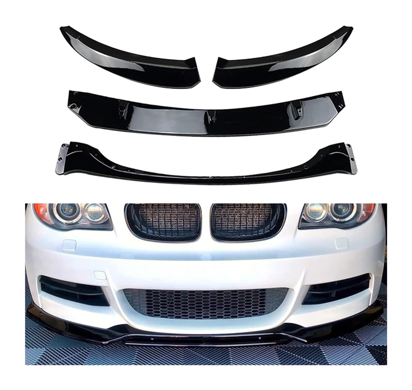 Frontspoiler Für B&MW 1er E82 E88 2007–2010 Frontstoßstangenlippe Kinnspoiler Karbonfaser-Look Frontdiffusor Diffusor Glänzend-schwarz(Glossy-black) von Spring talks