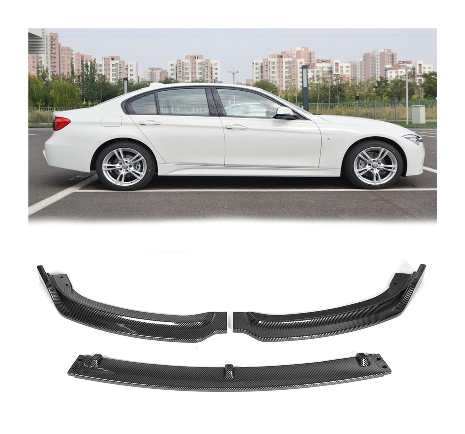 Frontspoiler Für B&MW 3er F30 F35 2016–2019 Frontstoßstangenlippe Kinnspoiler Kohlefaser-Look Frontdiffusor Diffusor Auto-Frontspoiler von Spring talks