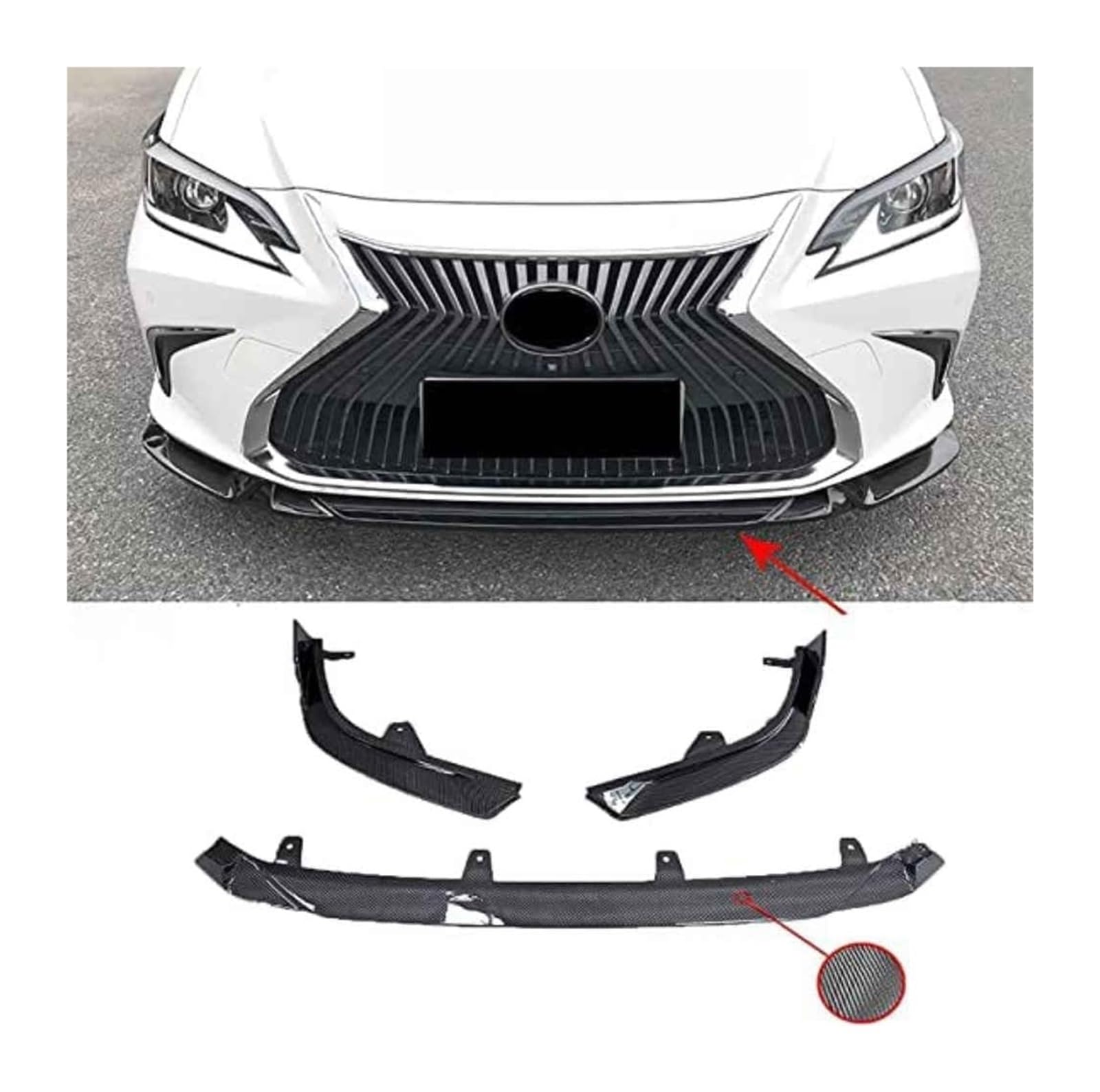 Frontspoiler Für ES 2018 2019 2020 Frontstoßstange Lippe Kinnspoiler Carbon Look Frontdiffusor Diffusor Normal-C Mattschwarz(ACarbonFiber) von Spring talks