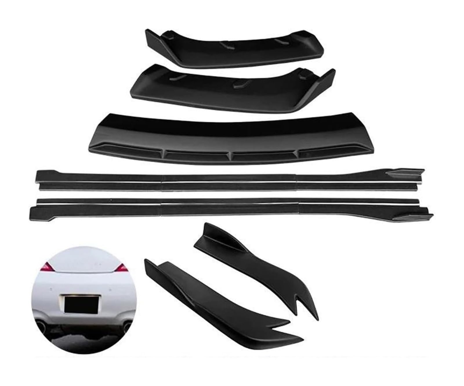 Frontspoiler Für G25 G35 G37 Limousine 2007–2013 Auto-Frontstoßstange Splitter Diffusor Lippenschutz Spoiler Seitenschweller Hinterer Wickelwinkel(Four Door Matte Black B) von Spring talks