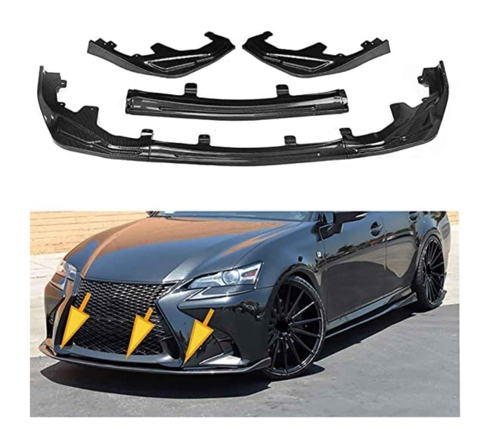 Frontspoiler Für GS GS350 GS450H 2016-2020 Frontschürze Lippe Kinn Spoiler Carbon Look Front Diffusor Diffusor Auto Front Spoiler von Spring talks