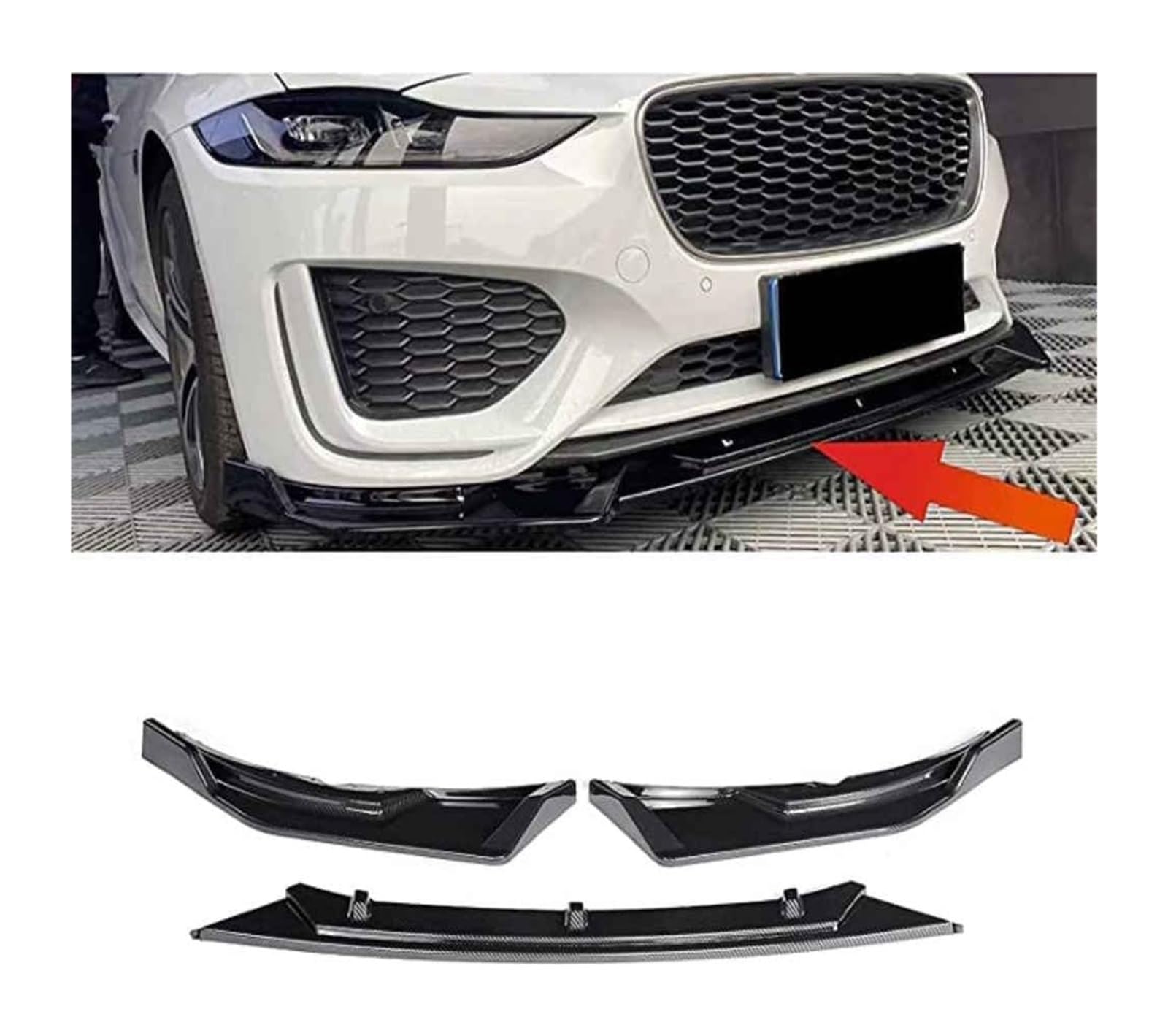 Frontspoiler Für Jaguar XE 2020-2021 Frontspoilerlippe Kinnspoiler Carbon Fiber Look Frontdiffusor Diffusor Normal-A Carbon Fiber von Spring talks