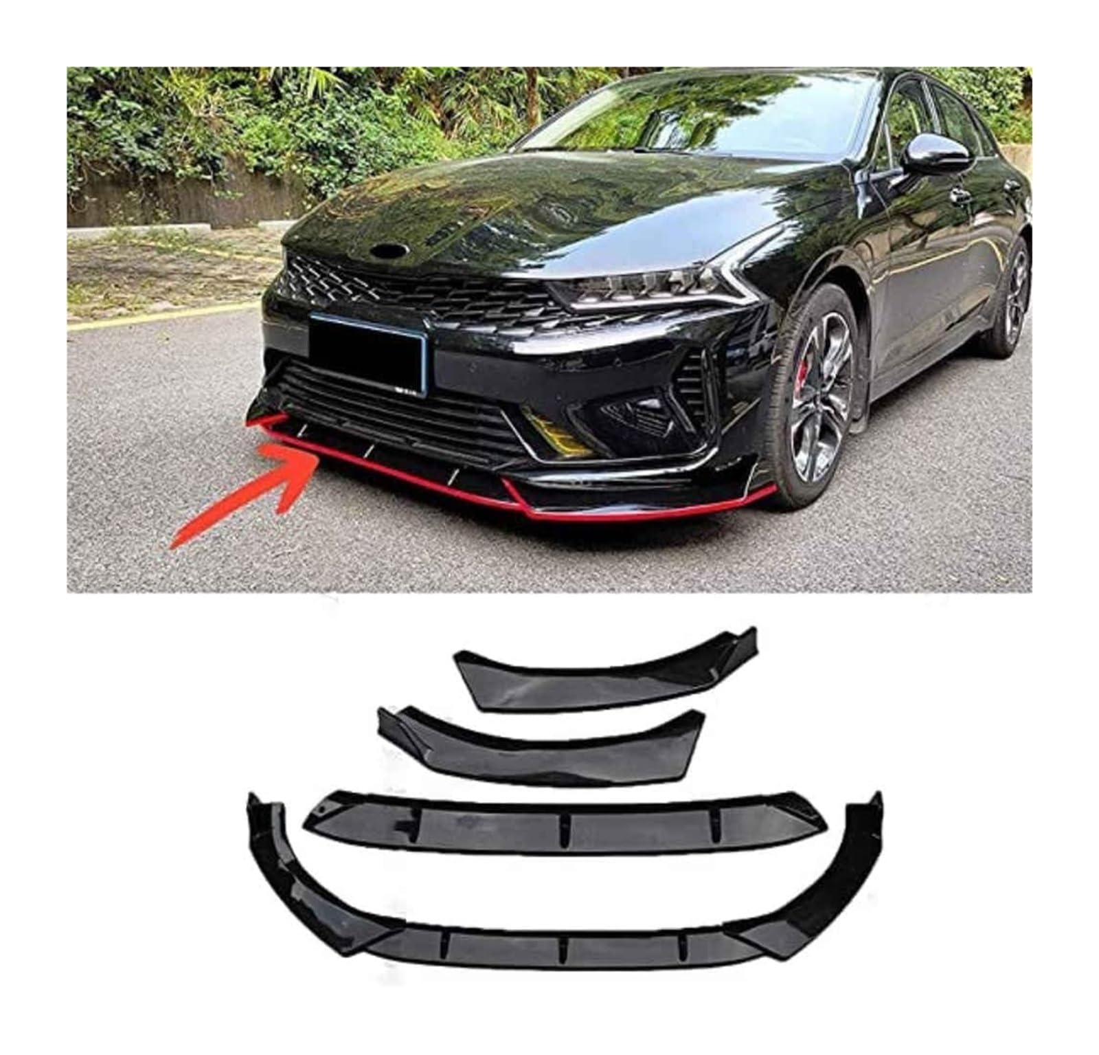 Frontspoiler Für Kia K5 Für Optima DL3 2020 2021 Frontstoßstange Lippe Kinnspoiler Carbon Look Frontdiffusor Diffusor Normal-B Mattschwarz(ACarbonFiber) von Spring talks