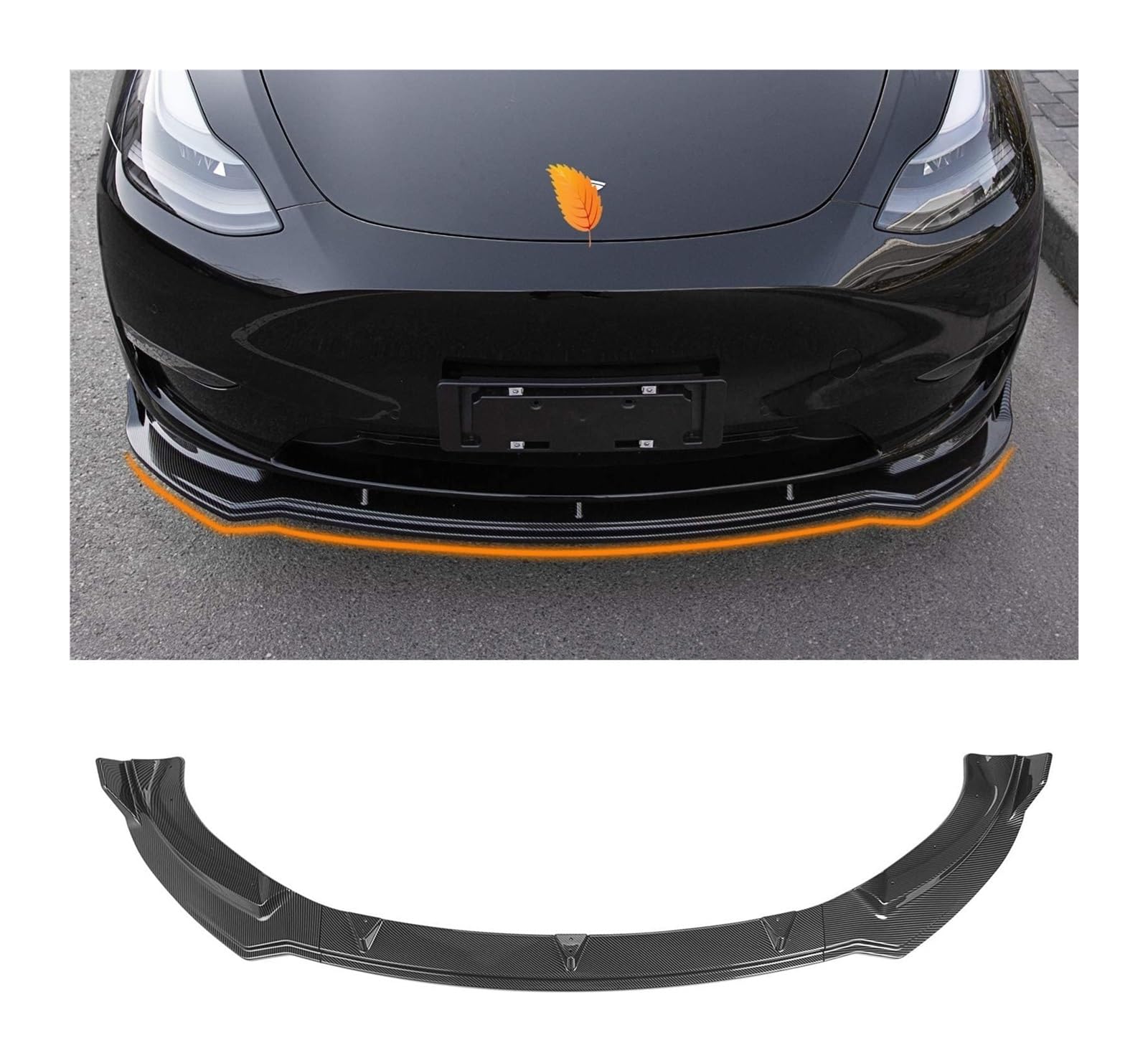 Frontspoiler Für Model Y 2020-2022 Frontschürze Lippe Kinn Spoiler Carbon Look Front Diffusor Diffusor Glänzend-schwarz(Carbon-fiber-look) von Spring talks